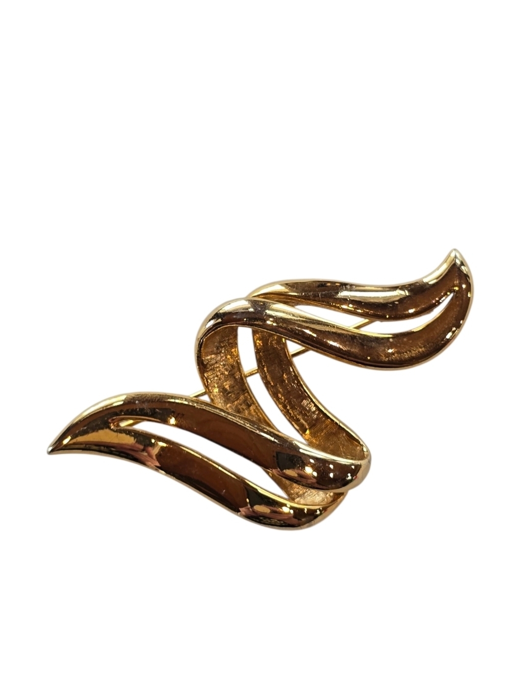 M. Jent Swirl Ribbon Goldtone Vintage Brooch Pin